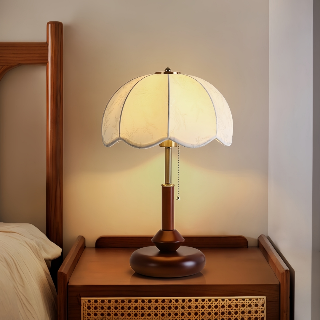 빈티지 스캘럽 돔 테이블 램프, 침실 협탁, 서재, 현 - Home Textile 리뷰 및 가격