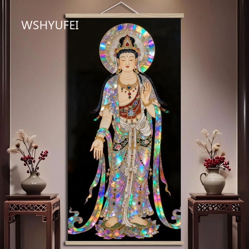 중국풍 불교 관음보살 벽걸이 장식, 조개껍데기 장식과  - Home Textiles & Decorations 리뷰 및 가격
